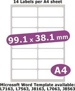 Picture of LABELS LASER 99.1X38.1 14UP WHITE